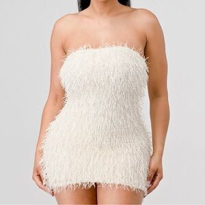 Privy Ivory Metallic Tube Dress NWT